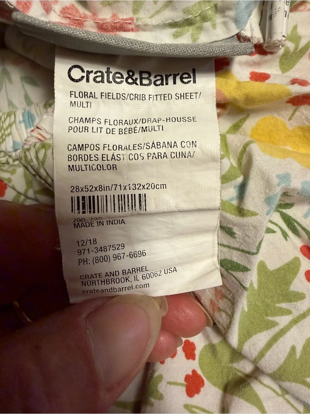 Crate & Kids Floral Cotton Crib Fitted Sheet